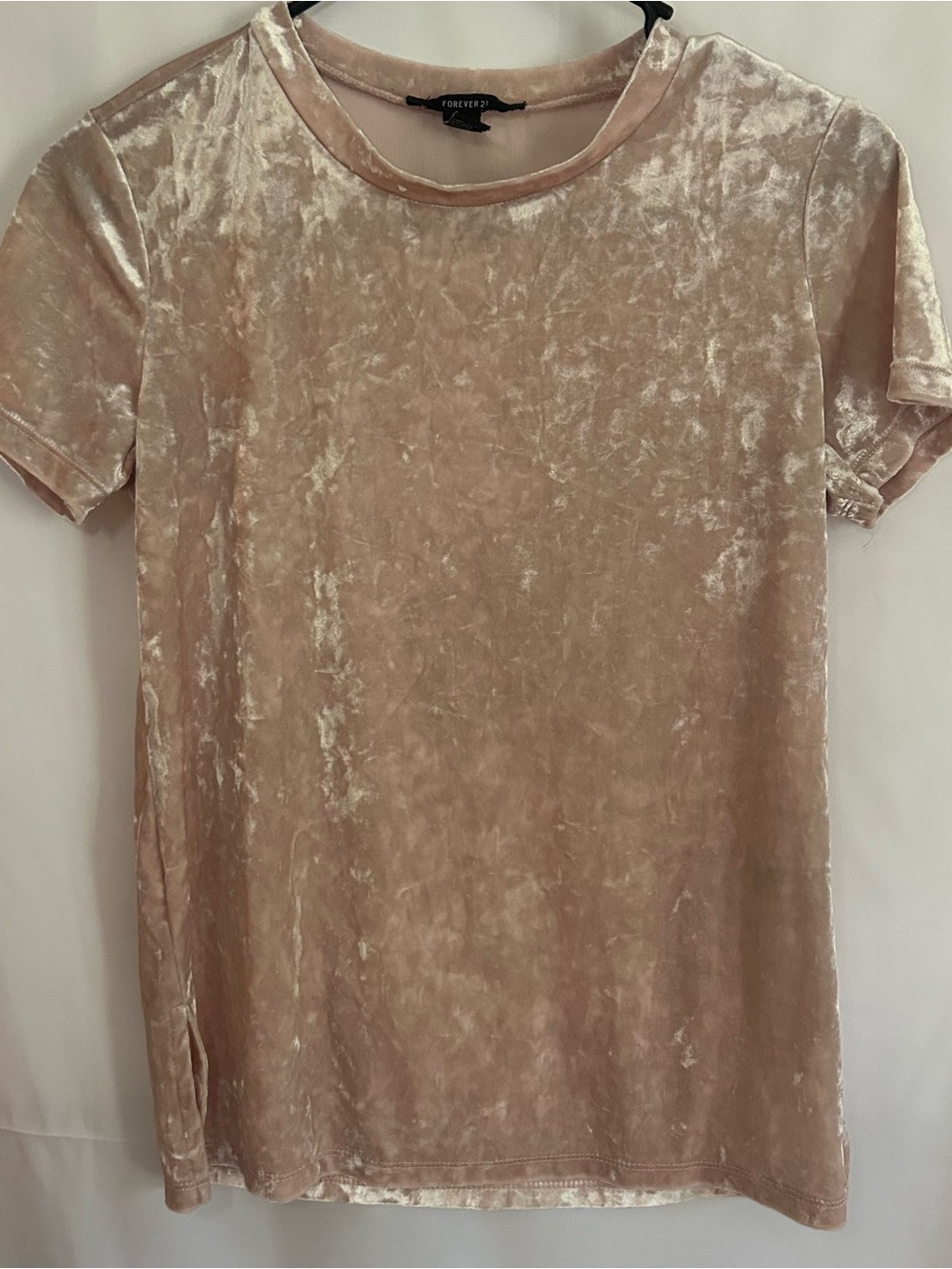 Forever 21 Blush Velvet Short Sleeve Top xs